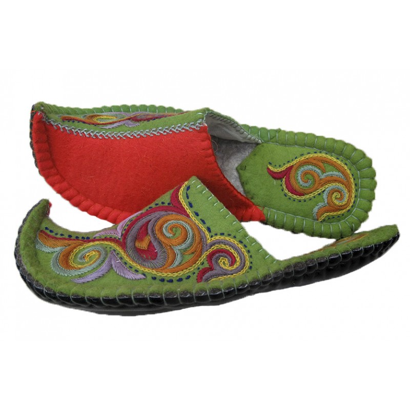 half-green-red-slippers